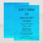 Invitation Anniversaire Fête Eau Bleue Nom personnalisé Cool (Devant / Derrière)