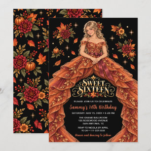 Invitation Anniversaire Fête Florale d'Automne Seize Ans