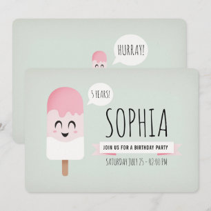 Invitation Anniversaire Fête Girl Cute Retro Icecr