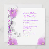 Invitation Anniversaire Fête Joli Floral Lilac Papillon blanc (Dos)