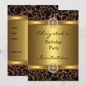 Invitation Anniversaire fête Joyau d'or animal sau (Devant / Derrière)