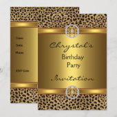 Invitation Anniversaire fête Joyau d'or animal sau (Devant / Derrière)