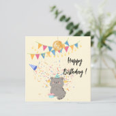 Invitation anniversaire fête mignonne de chat | Pa (Debout devant)