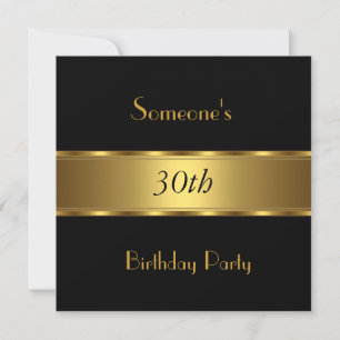 Invitation Anniversaire Fête Noir Or 30ème 40ème 5