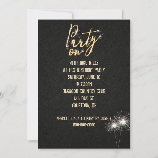 Invitation Anniversaire Fête Sparkler (Devant)