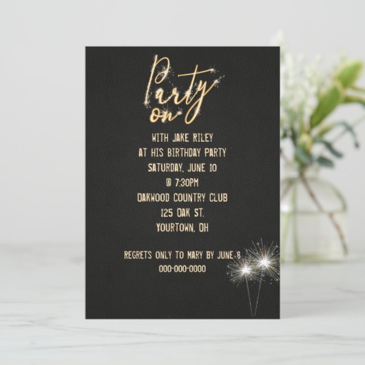 Invitation Anniversaire Fête Sparkler (Debout devant)