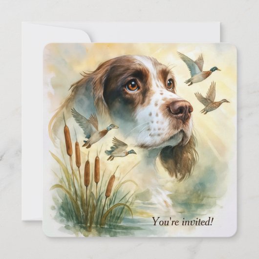 Invitation Anniversaire Fête Springer Spaniel Chien Avec Catt (Devant)