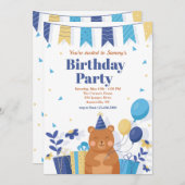 Invitation Anniversaire fête Teddy Bear (Devant / Derrière)