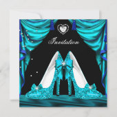 Invitation Anniversaire Fête Turquoise Chaussures Bleues (Devant)