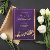 Invitation Anniversaire fête violet or notes