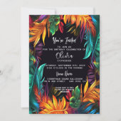 Invitation Anniversaire | Feuillage Tropical Néon Gras (Devant)