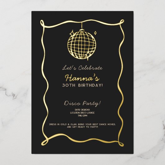 Invitation Anniversaire Feuille de Disco Ball (Recto)