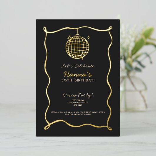 Invitation Anniversaire Feuille de Disco Ball (Debout devant)
