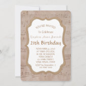 Invitation anniversaire feuille de musique vintage (Dos)