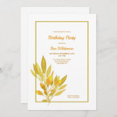 Invitation Anniversaire Feuille d'or (Devant / Derrière)