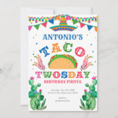 Invitation Anniversaire Fiesta, Taco Twosday, Garçon 2e anniv (Devant)