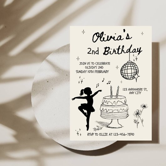 Invitation Anniversaire Fille 2 Ans Gâteau Dessin 
