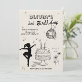 Invitation Anniversaire Fille 2 Ans Gâteau Dessin  (Debout devant)
