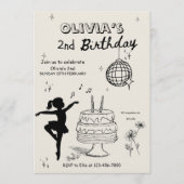 Invitation Anniversaire Fille 2 Ans Gâteau Dessin  (Devant)