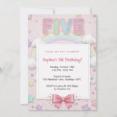 Invitation Anniversaire Fille 5 Ans Arc-en-ciel Pa (Devant)