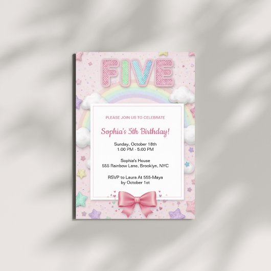 Invitation Anniversaire Fille 5 Ans Arc-en-ciel Pa