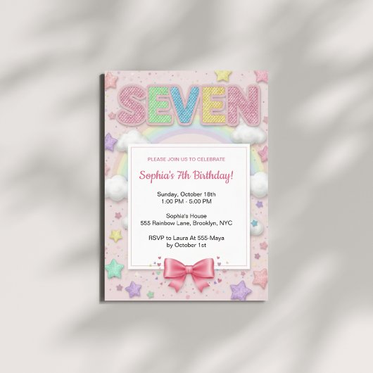 Invitation Anniversaire Fille 7 Ans Arc-en-ciel Pa