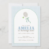 Invitation Anniversaire Fille 9 Ans Tennis Gingham (Devant)