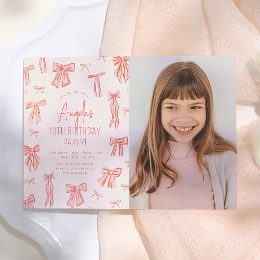 Invitation Anniversaire Fille Arc-en-Ciel Rose Fan