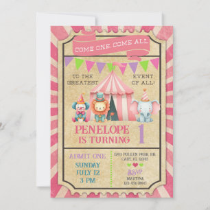 Invitation anniversaire fille billet carnaval / ci