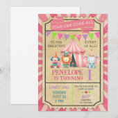 Invitation anniversaire fille billet carnaval / ci (Devant / Derrière)
