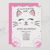 Invitation anniversaire fille chat filles chats chatte chatte (Devant / Derrière)