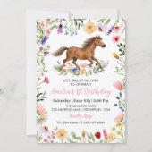 Invitation Anniversaire Fille Cheval Rustique Fleur Sauvage (Devant)