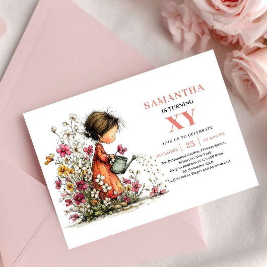 Invitation anniversaire fille conte de fées rose f