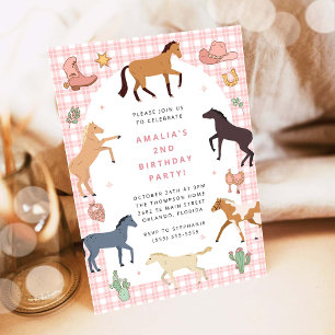Invitation Anniversaire Fille Cowgirl Selle Cheval Poney