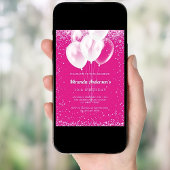 Invitation Anniversaire fille de fête chaude rose blanc ballo