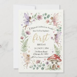 Invitation Anniversaire Fille de Forêt Féerique Pastel Fantai