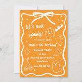 Invitation anniversaire fille doodle halloween saison effraya (Devant)