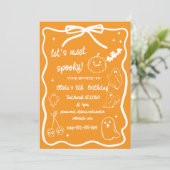 Invitation anniversaire fille doodle halloween saison effraya (Debout devant)