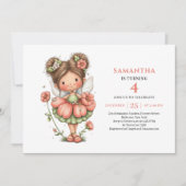 Invitation anniversaire fille fée fantasy rose pas (Devant)