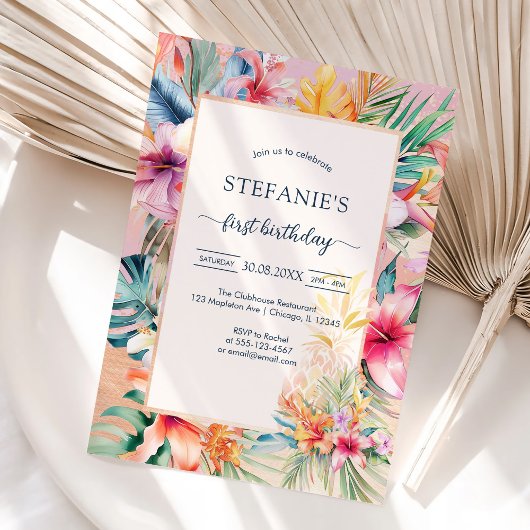 Invitation anniversaire fille florale moderne