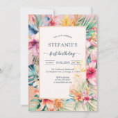 Invitation anniversaire fille florale moderne (Devant)