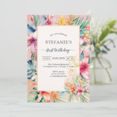 Invitation anniversaire fille florale moderne (Debout devant)