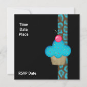 Invitation Anniversaire Fille Gâteau Bleu (Dos)