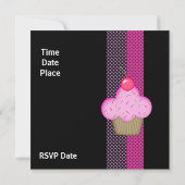 Invitation Anniversaire Fille Gâteau Rose Tache (Dos)