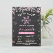 Invitation Anniversaire Fille Hiver Rustique Flocon de Neige (Debout devant)