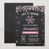 Invitation Anniversaire Fille Hiver Rustique Flocon de Neige (Devant / Derrière)