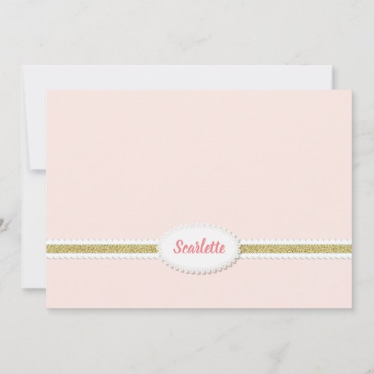 Invitation anniversaire fille lapin rose or (Dos)