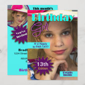 INVITATION ANNIVERSAIRE FILLE - MAG. COUVERTURE - INSÉRER LA  (Devant / Derrière)