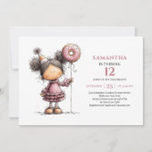 Invitation Anniversaire Fille Mignonne 6 ans Fichi (Devant)