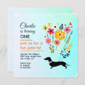 Invitation Anniversaire Fille Paw-ty mignonne Chiens de Chien (Devant / Derrière)